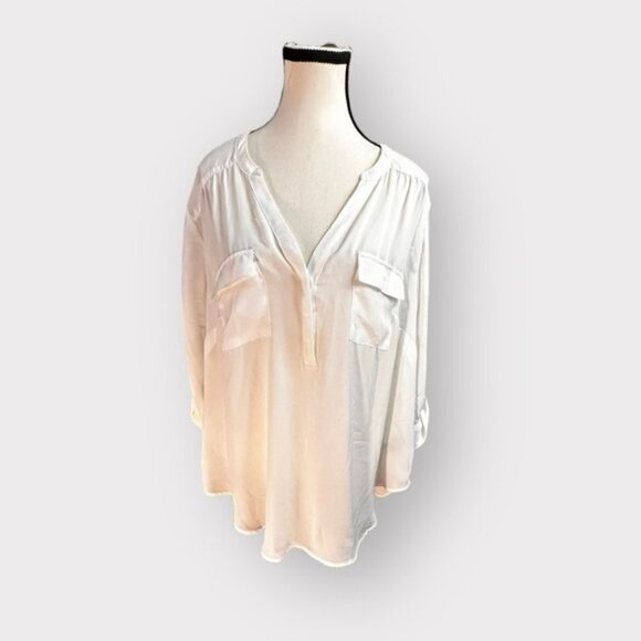 Women’s Torrid 1 Harper White Georgette Pullover 3/4 Sleeve Blouse 1X 1XL - Picture 6 of 12